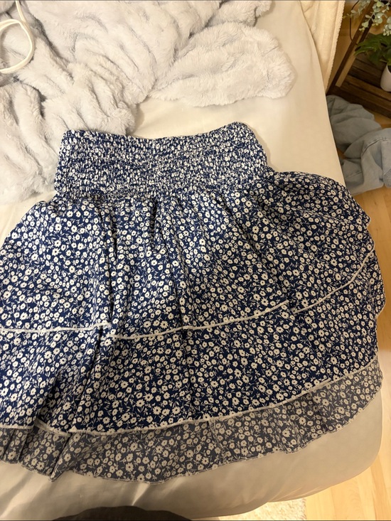 Dresses & Skirts - Blue Floral Smocked Waist Tiered Skirt